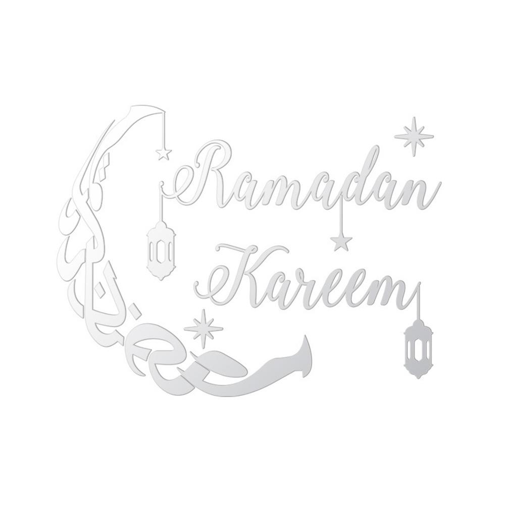 Gold Silver Mirror Surface Sticker Acrylic Ramadan Kareem Decals  Festival Supplies