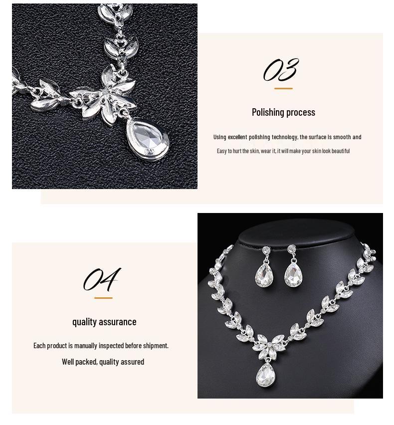 Leaf Shaped Elegant Bridal Jewelry Necklace Set for Evening Gown