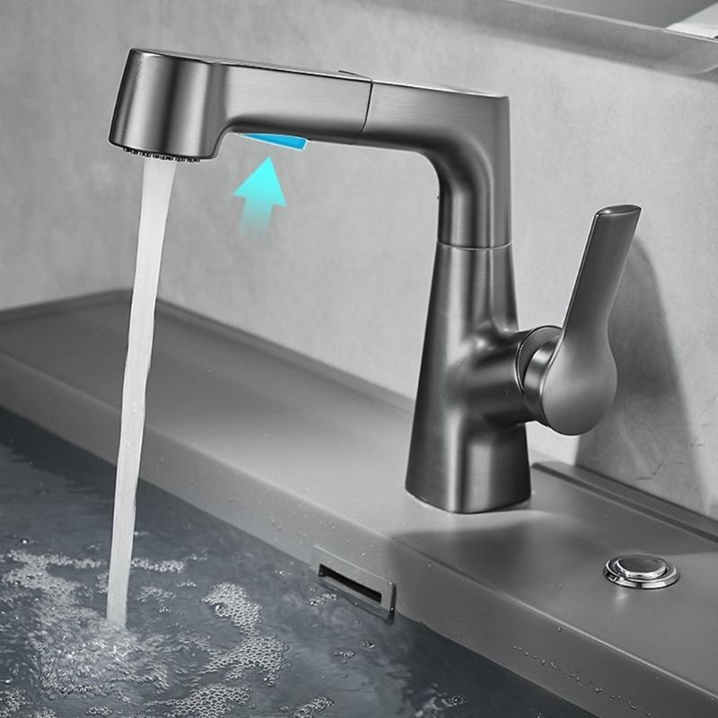 Bathroom Faucet Hot Cold Water Sink Mixer Tap Basin Faucets Washbasin Pull Faucet Copper Lifting Pull Faucet Hot and Cold Water