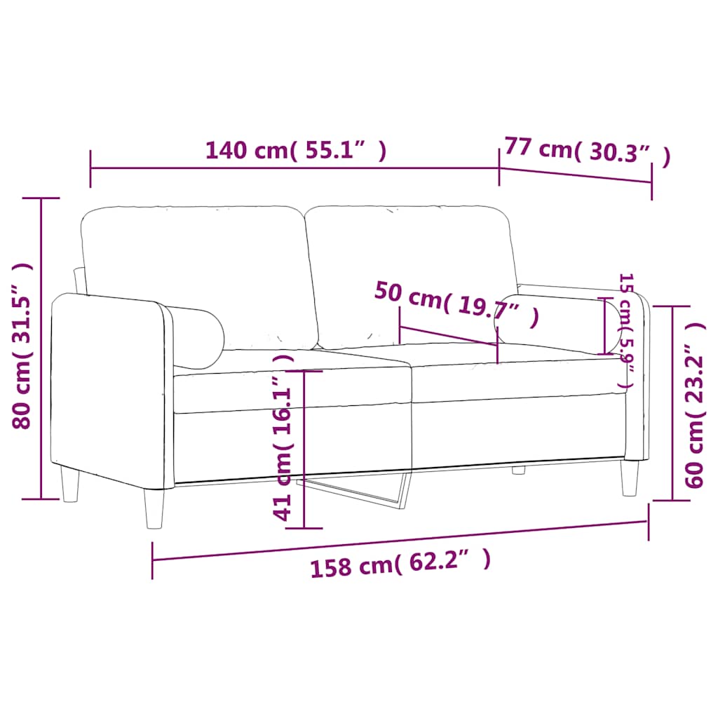 Vidaxl 2-Osobowa Sofa Z Poduszkami, Czarna, 140 Cm, Aksamit