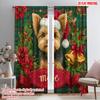 2pcs,2D Plane Printing Curtain Fabric Santa Dog Versatile 100% Polyester (without Rod) Room Decor Ldeal for Bedroom and Various