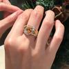 Huitan Delicate Brilliant Rings Luxurious Opulent Champagne Cubic Zircon Accessories for Women Noble Engagement Wedding Zircon