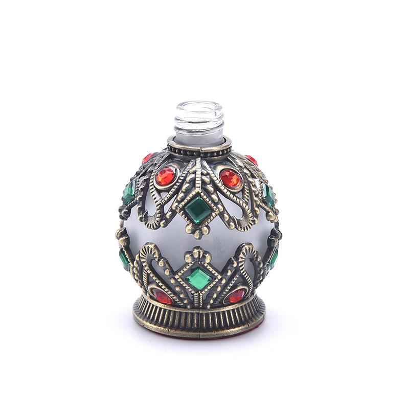 1X Vintage Metal Perfume Bottle Arabian Style Empty Refillable Bottles Container