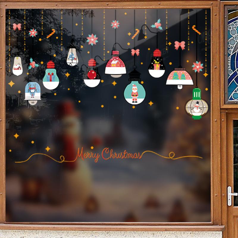 Christmas Light Bulb Decorations, Glass Window Stickers, Subway Decoration Light Bulb Window Decorations, Event Atmosphere Stickers