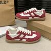 Burgunderfarbene deutsche Trainingsschuhe Damen Frühling neue Mode flachsohlige Schnür-Freizeitschuhe ins Retro Low-Top Board-Schuhe