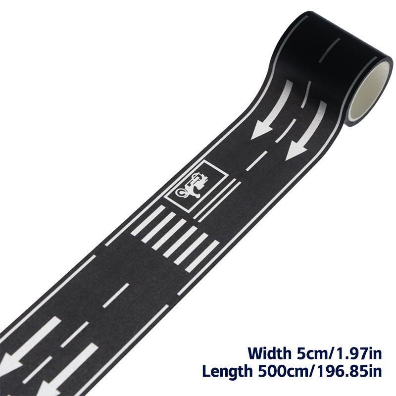 1Roll 5M 1:12 Dollhouse Road Traffic Railway Track Scene Tape Sticker Miniature Parking Scene Curve Sticker Model Decor Toy