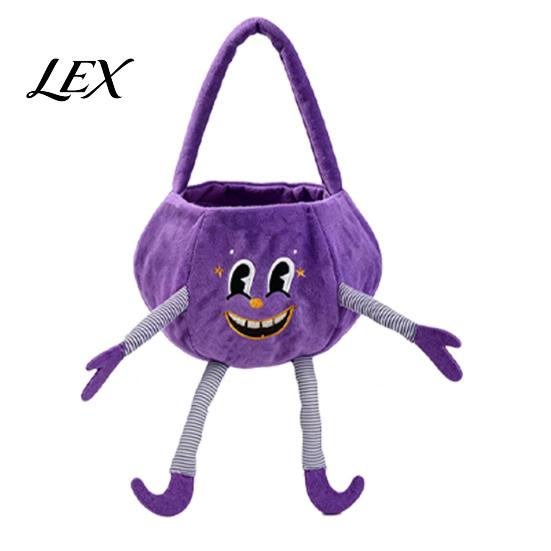 Reusable Candy Containers for Kids Halloween Pumpkin Basket with Handle, Soft Plush Trick or Treat Bag Kids, Large Capacity Storage Baskets