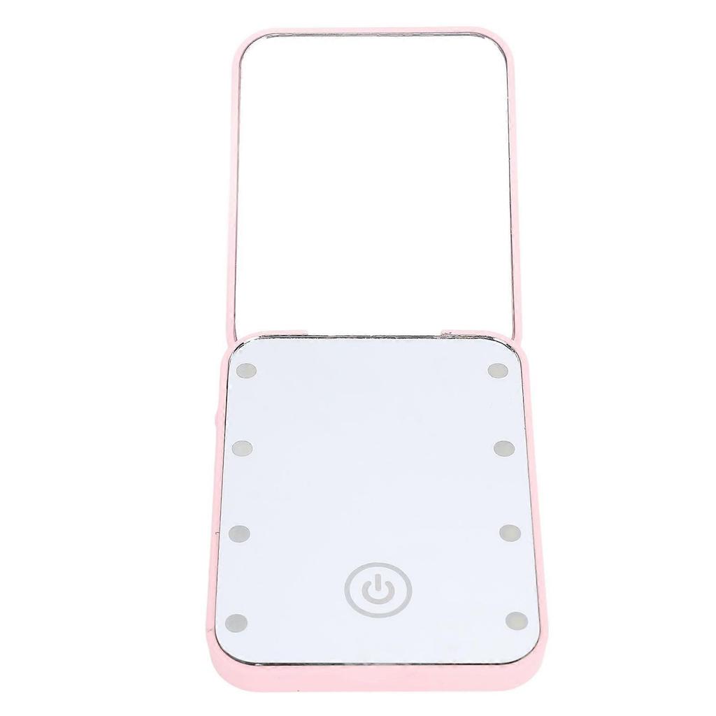 Compact LED Travel Makeup Mirror 2 Sided Magnification Rechargable Portable Handheld Small Lighted Cosmetic Mirror Pink