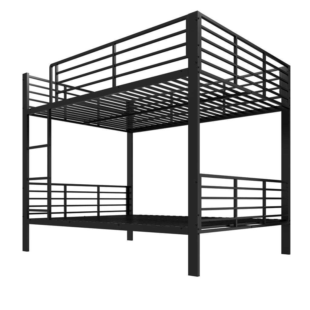 Litera maciza 140x200 metal, litera para adultos, extremadamente estable hasta 400 kg, sin chirridos, ideal para piso compartido y alquiler vacacional, negro