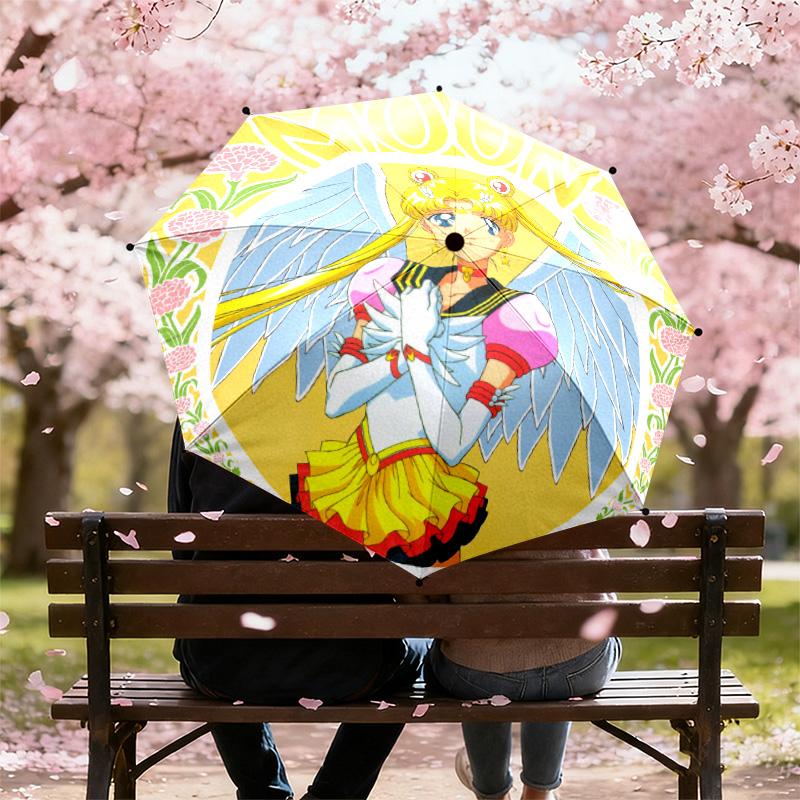 Japanese style Cute cartoon theme Sailor Moon Tsukino Usagi cartoon Umbrella Portable Home Essential Travel Outdoor Iron Multi functional Umbrella B11