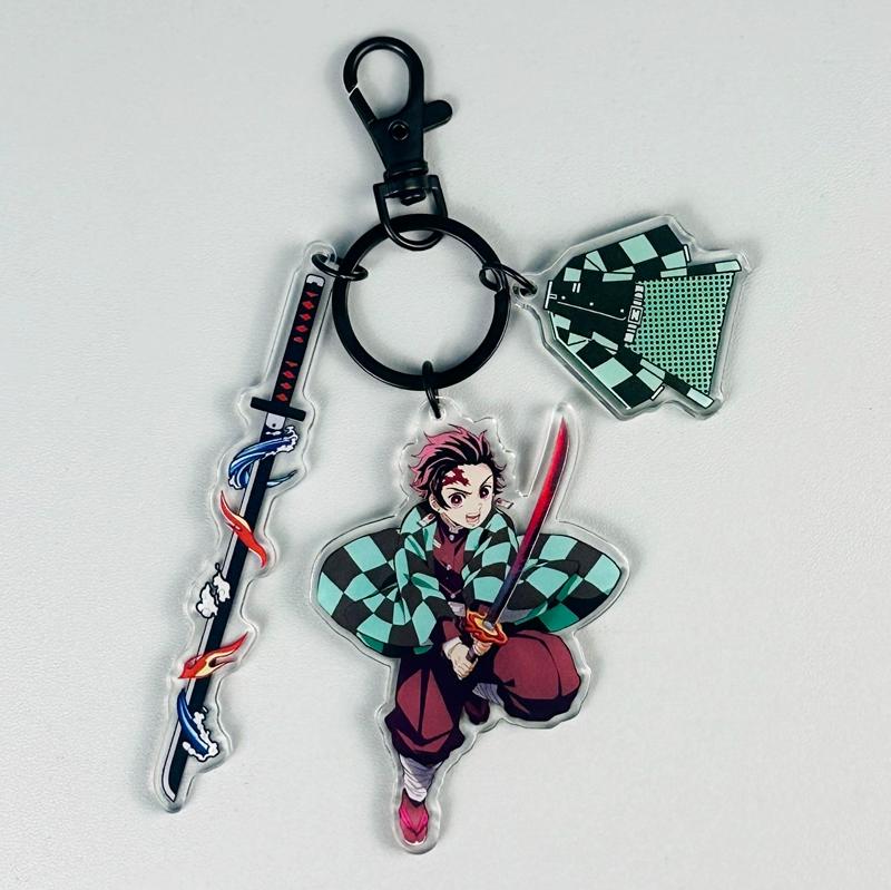 Keychain Pendant Anime Demon Slayer Kimetsu No Yaiba Kamado Tanjirou Double Sided HD Bag Pendant Gift For Fans Cosplay Props Jewelry Gift