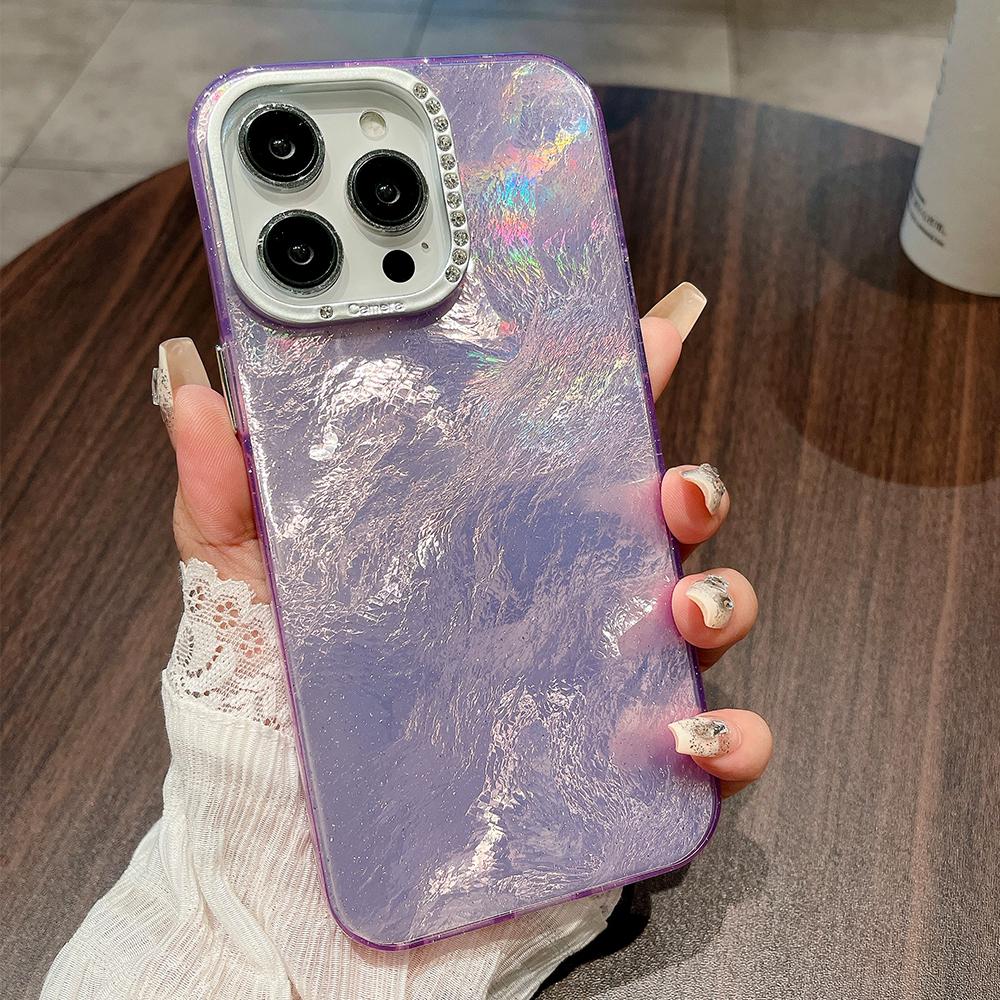 Colorful Iceberg tin foil pattern rugged phone case for iPhone 15 14 13 12 11 Pro Max diamond lens frame shockproof hard cover