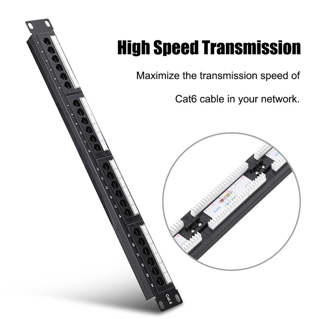 LAN Network Adapter CAT6 24 Port Patch Panel Rack Cable Wall Mounted Bracket Rack Tool