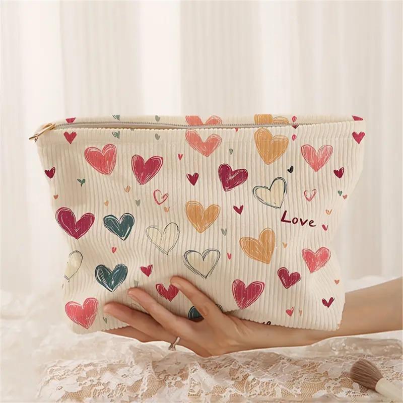 Charmante Herzmuster Make-up Tasche Leichte Reißverschluss Gefütterte Multifunktionale Kosmetiktasche für Toilettenartikel Zubehör Aufbewahrungstasche