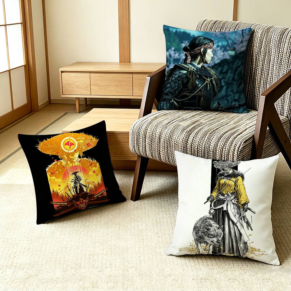 Game Character AAtsu Ghost Of Yotei Pillow Case Pattern Printed Pillowcase For Living Room Sofa Cushion Cover