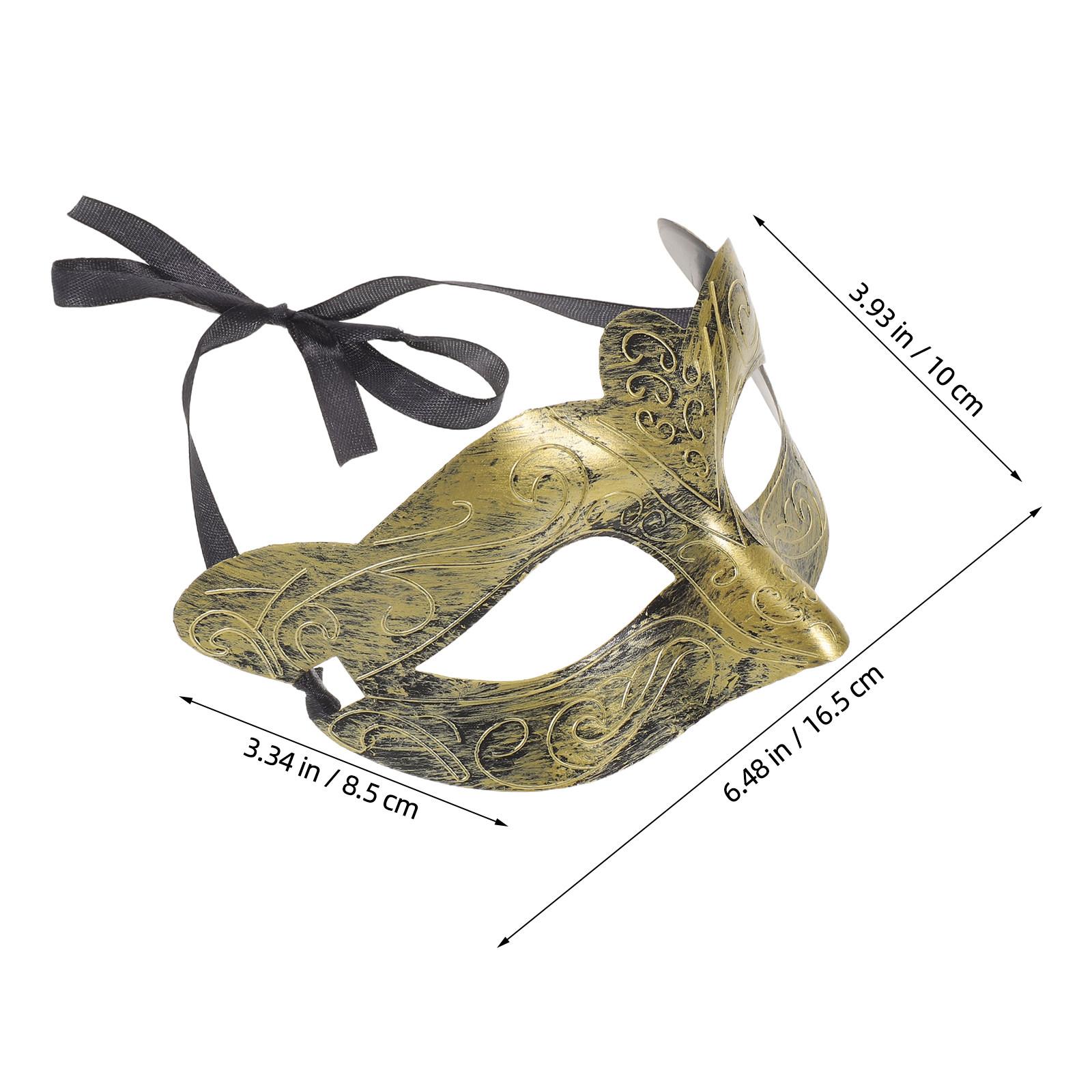 

Venetian Half Face Mask 6.5x4x3.4 Retro Roman Masquerade Mask Male Halloween Carnival Party Dance Steampunk Vintage Costume золотистий
