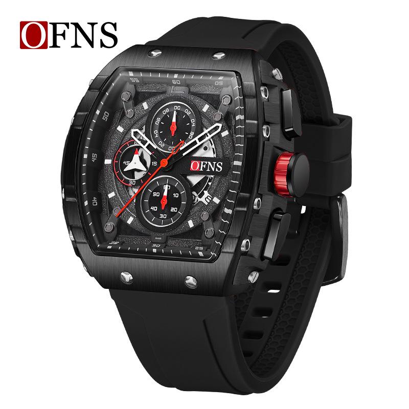 OFNS Men s Bestselling Barrel-Shaped Skeleton Quartz Watch - Fashionable, Casual, and Sporty Outdoor Style.