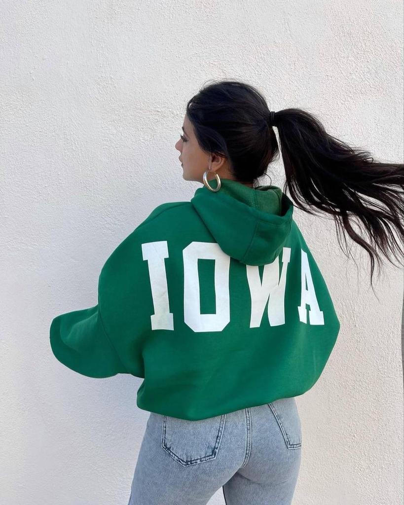 BITCED Fleece Long-sleeved Printed Short Hoodie Woman