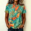 Womens Casual Raglan Sleeve Crew Neck Short Sleeve Top Floral Print Lightweight Comfortable Fit