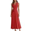 Sleeveless V Neck Wrap Dress for Women with Adjustable Waist Tie and Flared Hem Suitable for Daily Wear and Events