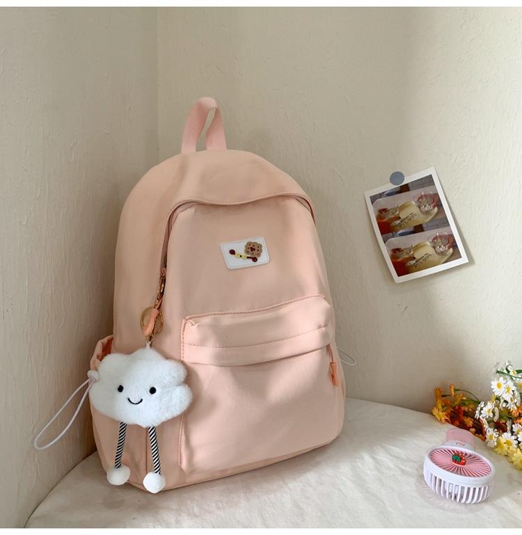 Schoolbag Japanese ins soft sister backpack Korean version solid color large capacity student schoolbag sweet and fresh girl casual backpack