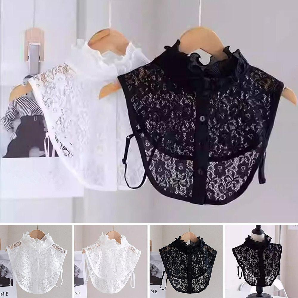 Clothes Accessory Detachable Fake Collar Lace Adjustable Neckline White Black Shawl Wrap Women Girls