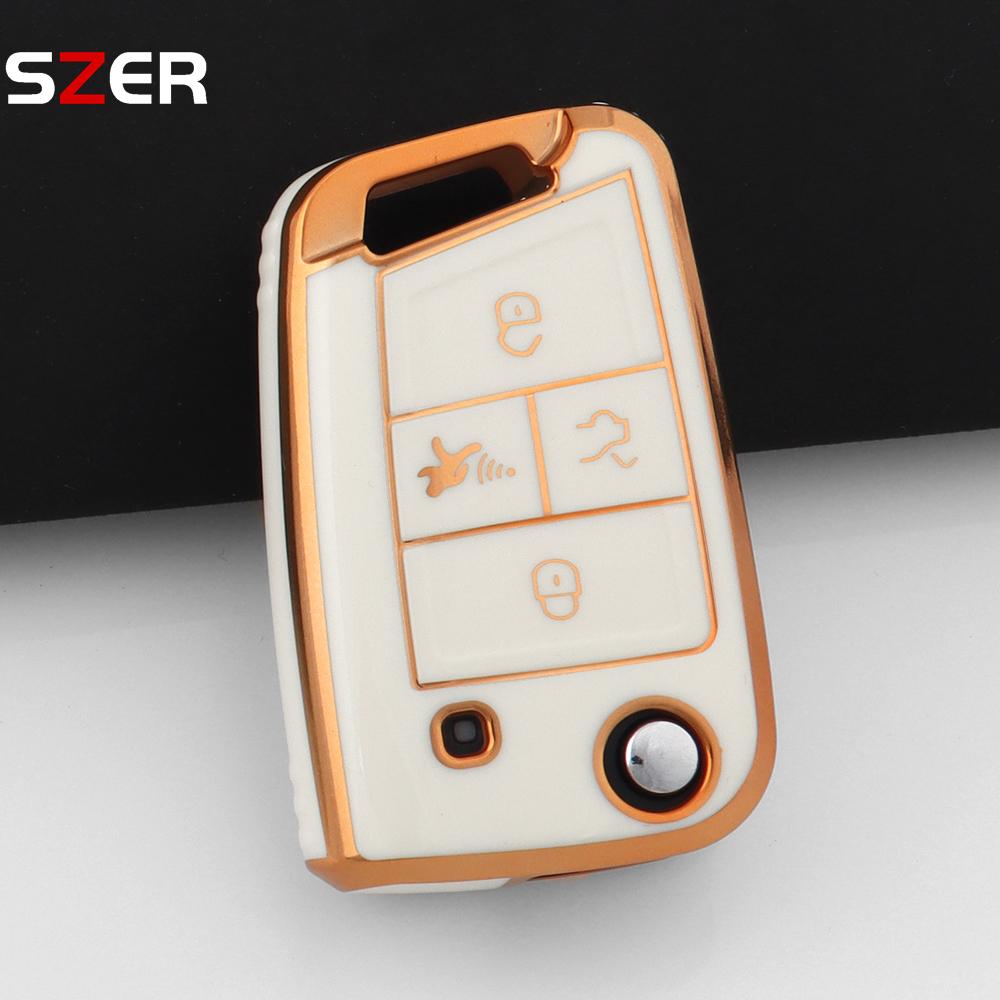 4 Buttons Tpu Car Key Case Cover Shell Fob For Volkswagen Vw Golf 7 Alltrack Mk7 Tiguan Seat Ateca Leon Ibiza Skoda Octavia