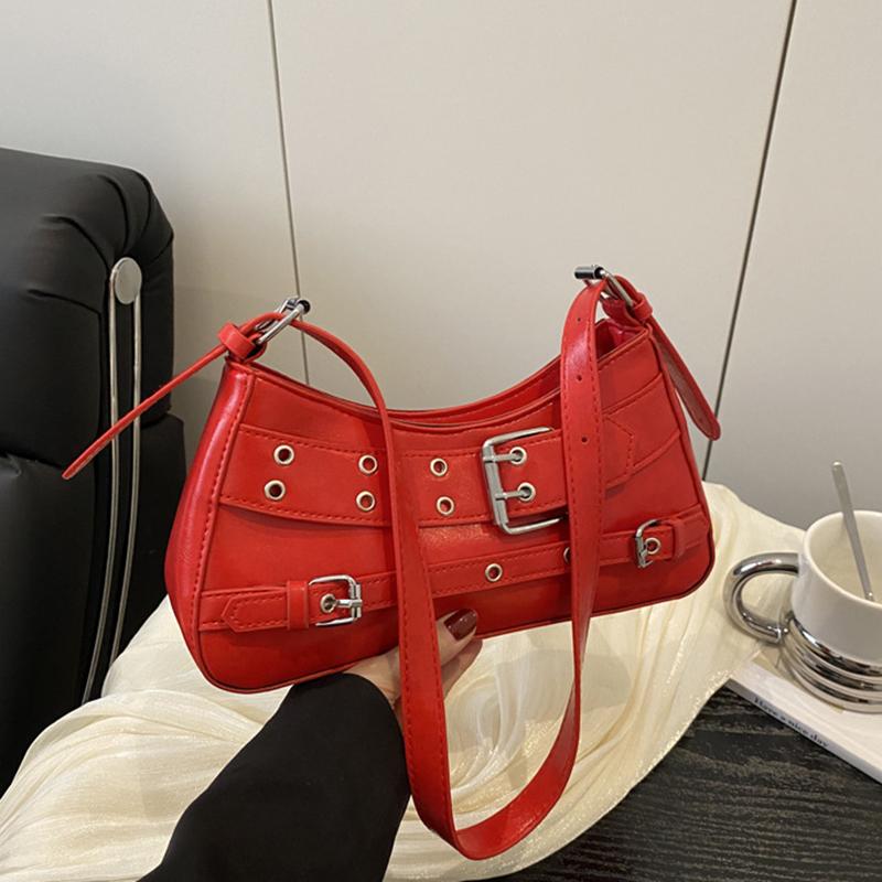 Trendy Cool And Spicy Girl Retro Motorcycle Underarm Bag For Women Casual Shopping Shoulder Bag Small Handbag