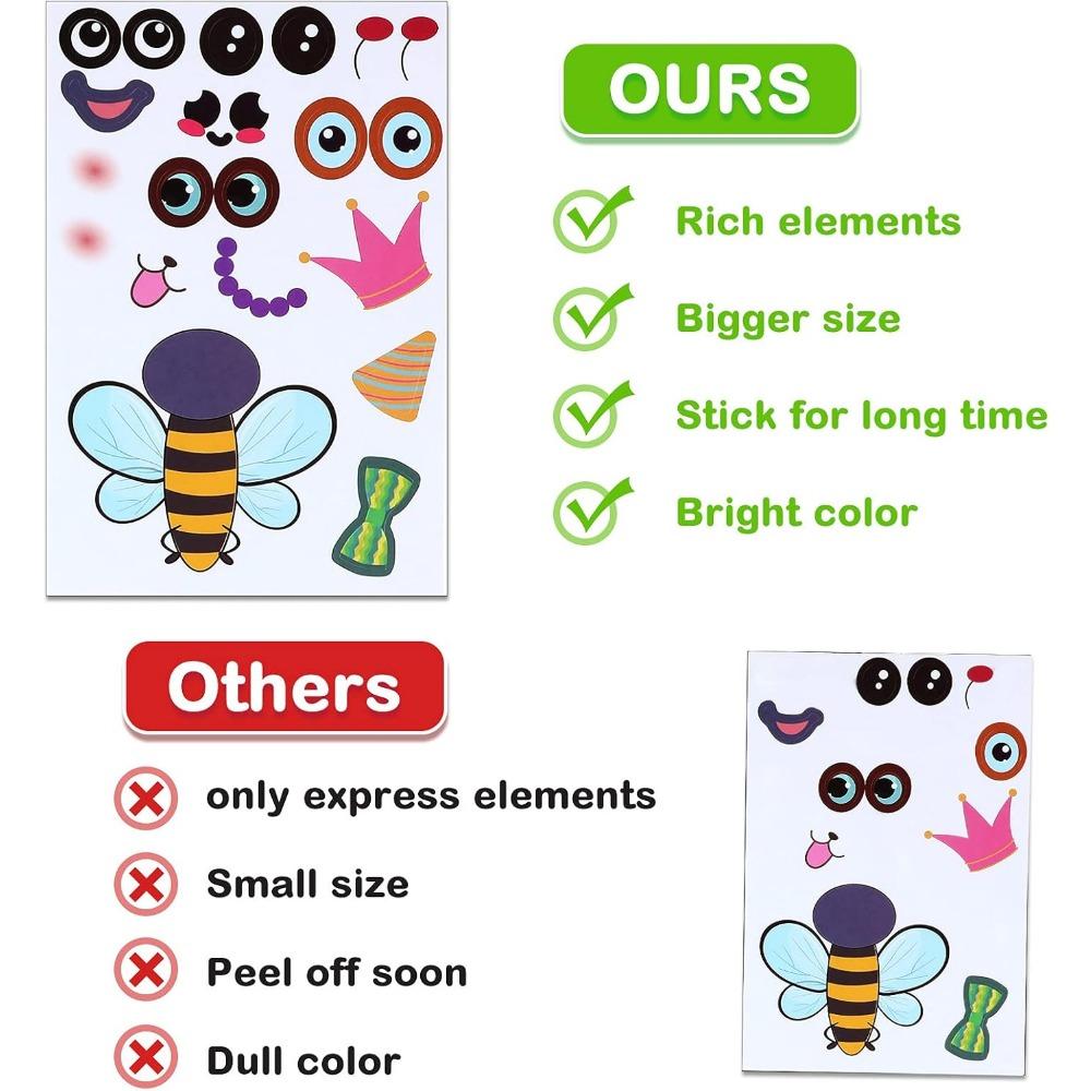 Kids Make a Sticker, 36 Sheets Make an Face Animal Face Decals, Make Your Own Stickers for Birthday Party Favors, School Reward