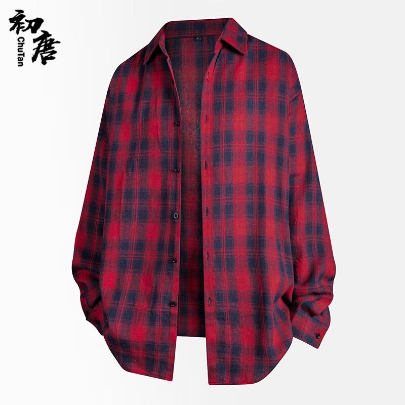 Мужская ретро клетчатая рабочая рубашка с длинным рукавом XL