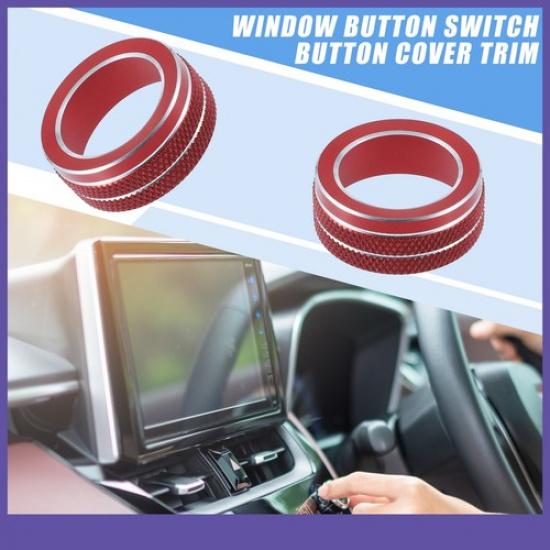 AC Climate Control Knob Cover Ring TWO  for Toyota Corolla 20-22 Red