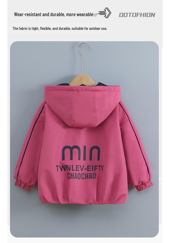 Girls' Reversible Fleece-Lined Hooded Windbreaker: 2026 Spring/Autumn Stylish Outerwear