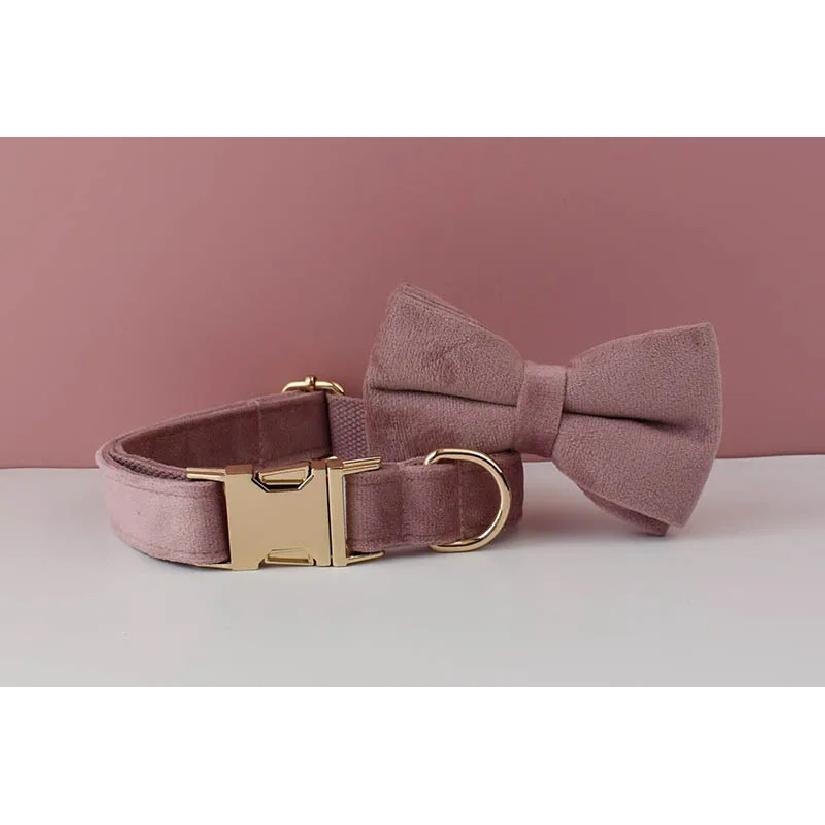 Light Purple Velvet Dog Collar And Leash Set For Dogs Custom Engraved Nameplate Pet Supplies Dog Leash Velvet05