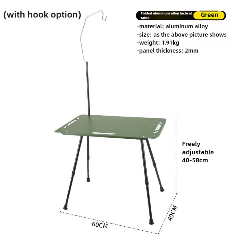 Outdoor Tactical Table, Lightweight IGT Aluminum Alloy Height-adjustable Table, Portable Foldable Camping Picnic BBQ Rack