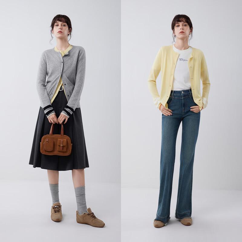 ELLE Cashmere Blend Wool Knit Cardigan
