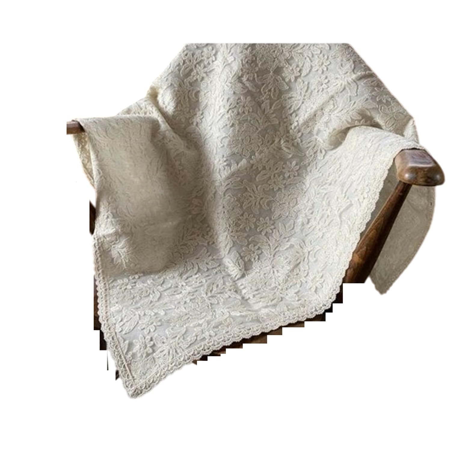 Вивьен (Вивьен) Скатерть серии Botany Lace, 90x90см, Слоновая кость, Кружевная вышитая центральная часть/дорожка на стол, WK5221N1