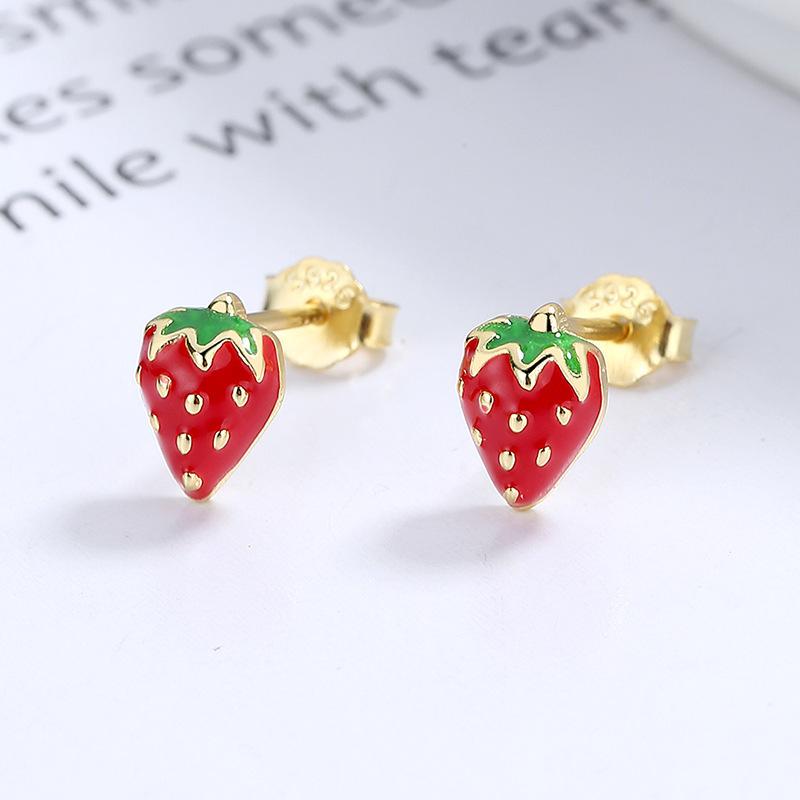Mini Orecchini a Bottone Rossi a Forma di Fragola per Donna Minimalismo Temperamento Raffinato Brincos Iperbole Moda Gioielli da Festa