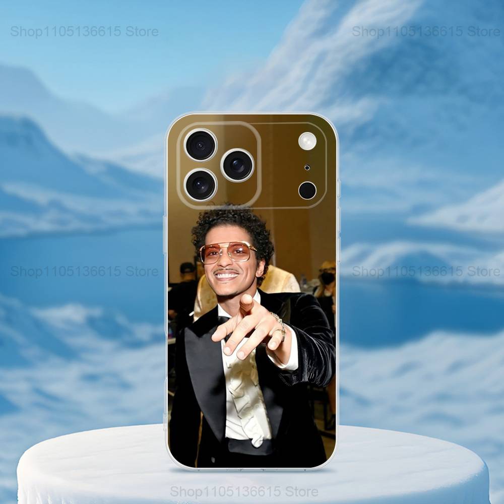 Cool B-Bruno M-Mars Singer Case For iPhone X,XS,SE,12,15,Pro,17,Plus,11,Max,13,XR,14,16,Mini,Transparent Soft Cover