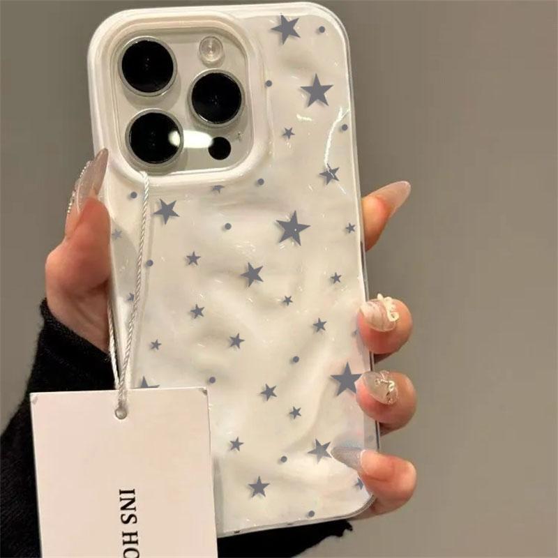 Minimalist Gray-Blue Star Wave Texture Phone Case for iPhone 17 Air 16 15 14 Plus 13 12 11 Pro Max Shockproof Soft Back Cover