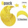 50ft Glitter Moon & Stars Garlands, 6 Pack Gold Double-Side Crescent and Twinkle Stars Paper Hanging Decorations for Birthday Party Baby Shower