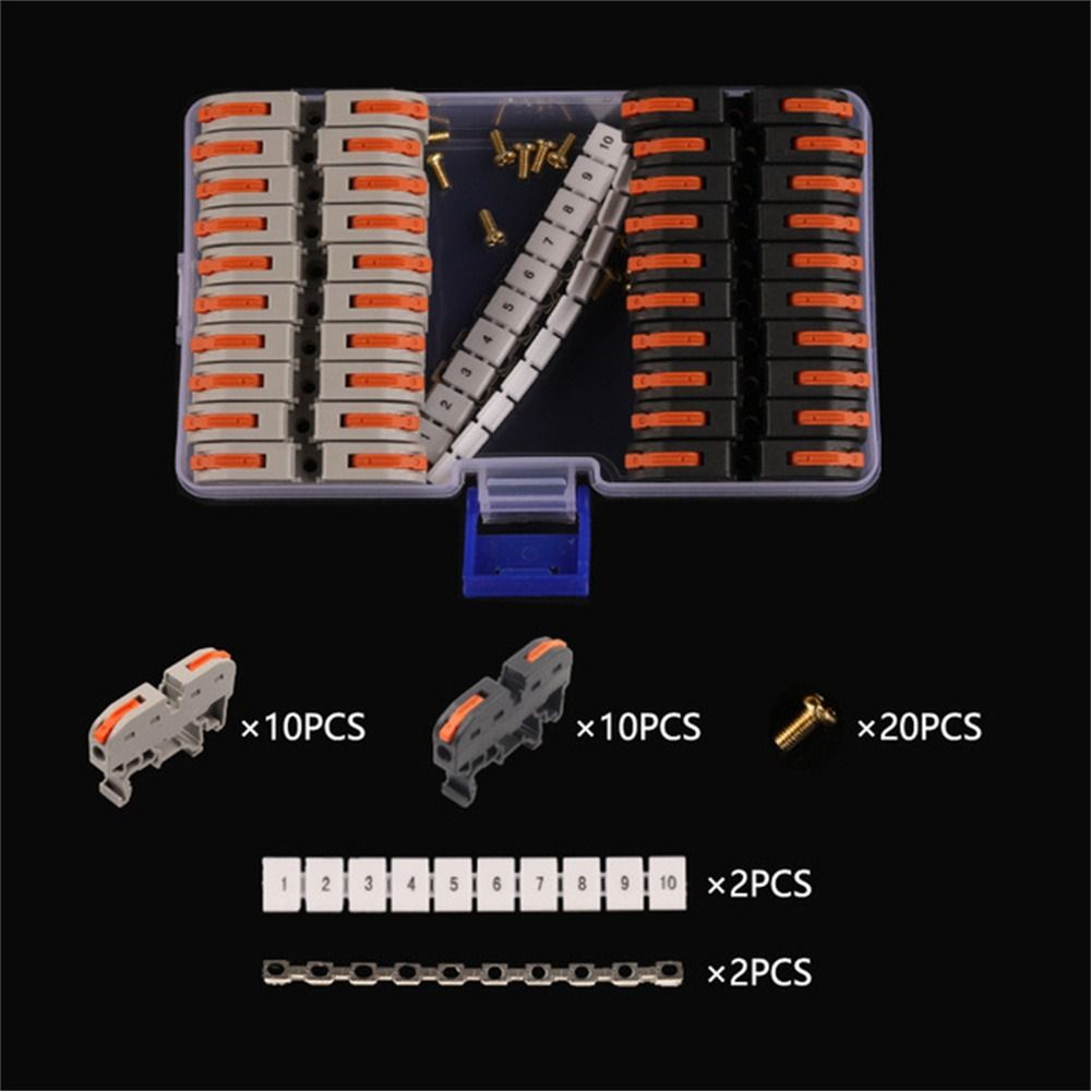 20PCS Universal DIN Rail Terminal Blocks Kit 32A 400V Wire Wiring Connector  Circuit Inline