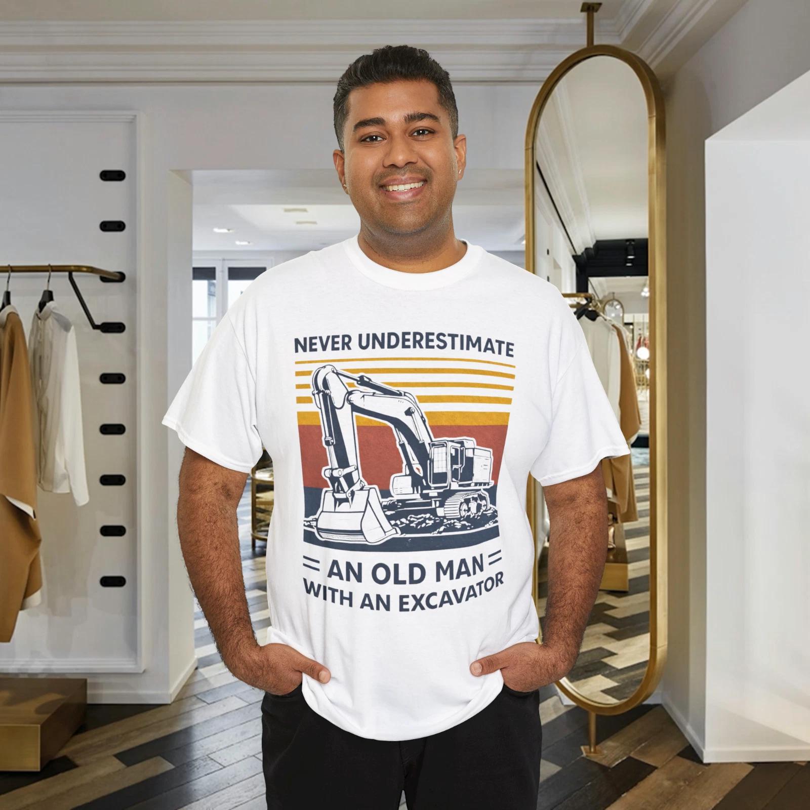 Never Underestimate An Old Man With An Excavator Retro Shirt S