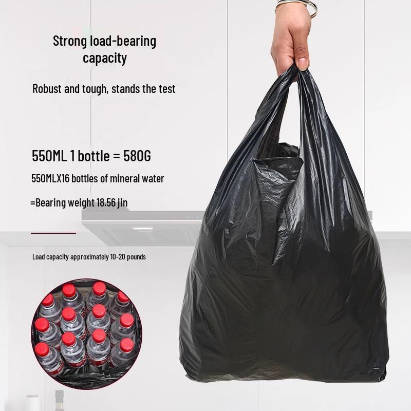 Large Black Portable Thick Garbage Bags for Kitchen and Office Use