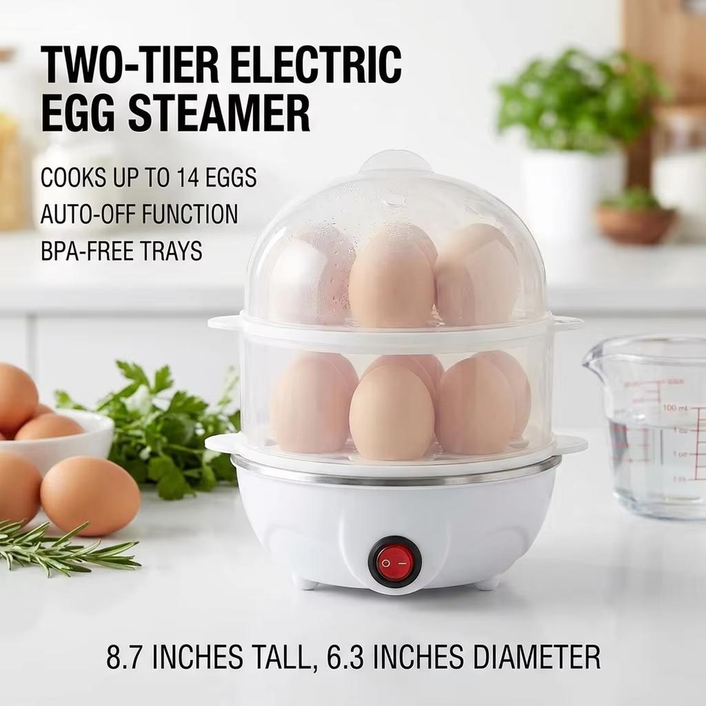 Multifunctional Egg Cooker Stainless Steel Double Layer Egg Steamer for Home Breakfast