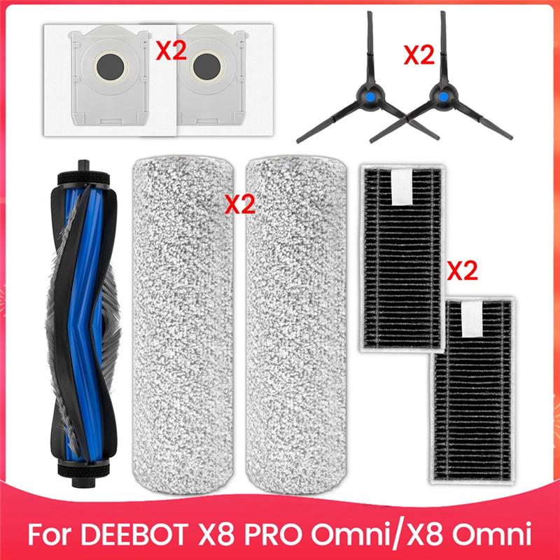 

LITE-For ECOVACS DEEBOT X8 PRO Omni/ X8 Omni Robot Vacuum Cleaner Main Side Brush Hepa Filter Accessories Kit