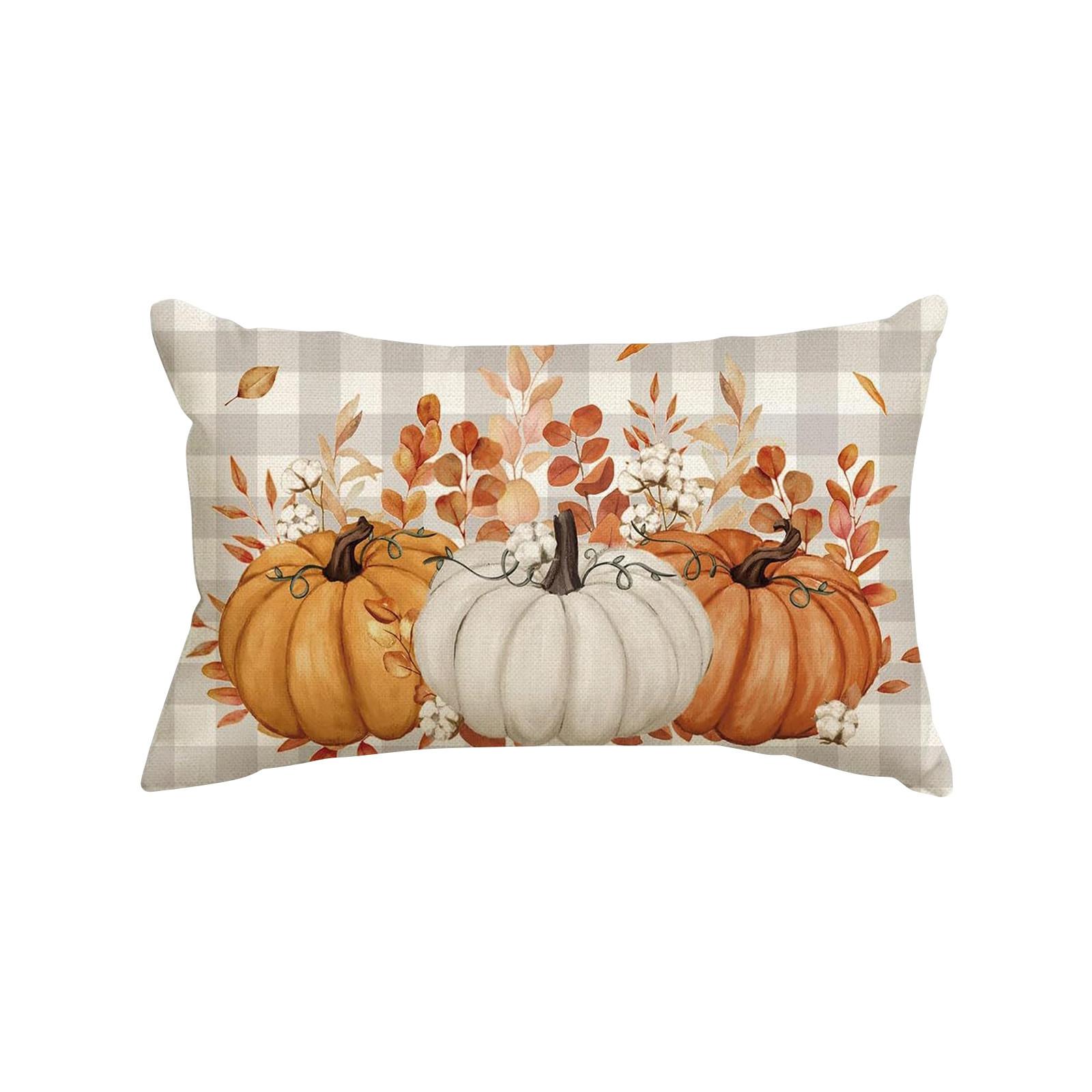 

День благодарения Осень Кленовый лист Индейка Льняная наволочка Украшение Гостиная Диван Подушка One Size