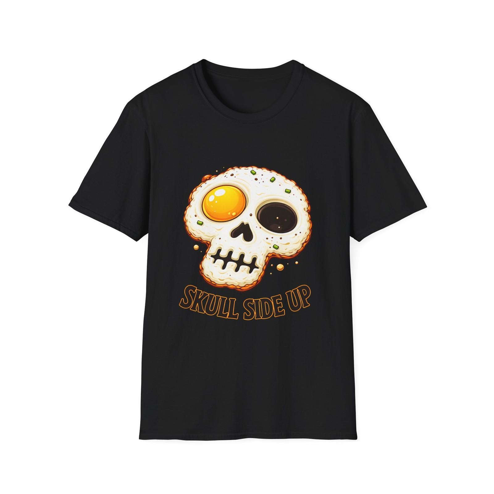 

Unisex Softstyle T-Shirt Skull Egg Breakfast Funny Gothic Horror Cartoon 5XL різнокольоровий