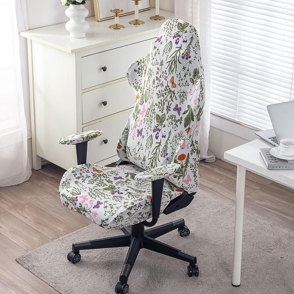 Game Chair Cover 4-Piece Stretchable Armrest Cover Chair Back Cover Chair Seat Cover Computer Video Game Office Chair Cover
