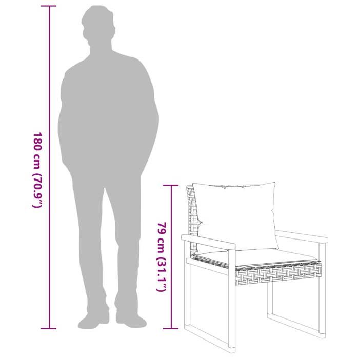 VidaXL Ensemble de Bistro et Coussins 3 pcs, Table et Chaises, Ensemble de Meubles de Jardin, Mobilier d'Extérieur, Mélange 365861