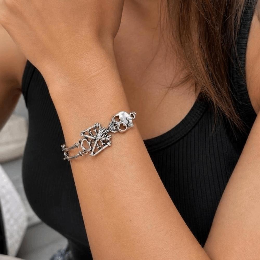 Vintage Skeleton Earrings Necklace Creative Gothic Accessories Dark Skull Bone Bracelet  Daily